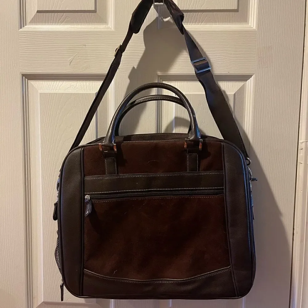 NWOT Mobile Edge Special Edition laptop /office bag Brown faux leather suede .